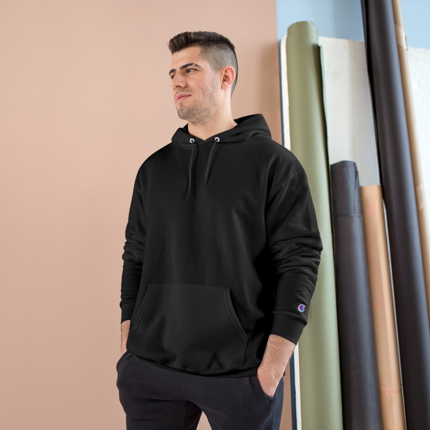 Karma Motivational Hoodie – Stylish Black Champion Sweatshirt with Inspiring Quote