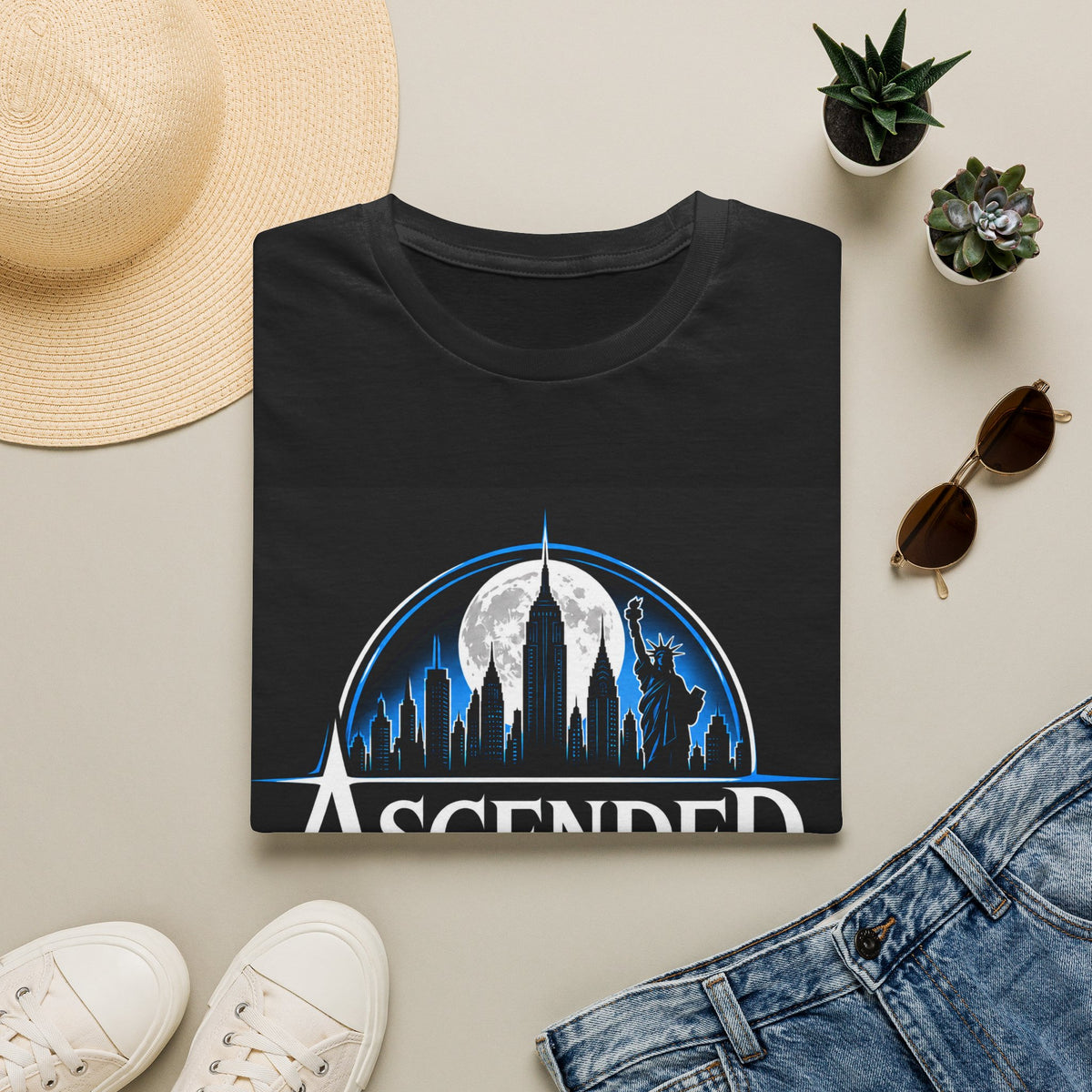 Ascended Cityscape T-Shirt — Moonlit Skyline Graphic Tee